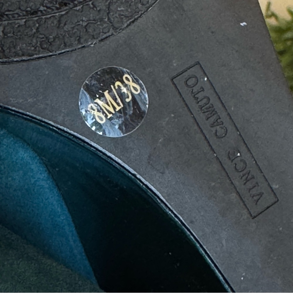 Vince Camuto Mary Jane Wedge Heels Magie Suede Leather Teal Blue/Green | Size 8 - Picture 9 of 10
